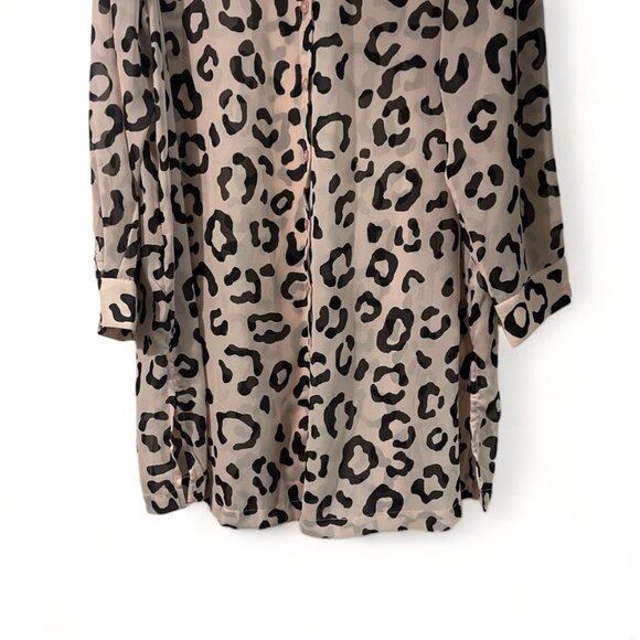 Jessica London Womens Leopard Print Button-Down Tunic Blouse Size 18W - Picture 4 of 15